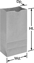 Image of Product. Front orientation. Contains Annotated. Open-Top Bags. Flat-Bottom Paper Open-Top Bags.