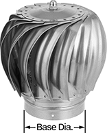 Image of Product. Front orientation. Contains Annotated. Exhaust Fans. Wind-Driven Roof-Mount Exhaust Fans .