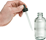 Image of ProductInUse. Front orientation. Bulb-Dropper Bottles. Clear.
