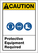 Image of ProductInUse. Shown with Stickers. Front orientation. Signs. Personal Protective Equipment Signs with Peel-and-Stick Symbols.