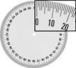 Image of Product. Clockwise. Front orientation. Contains Inset. Protractors. Adhesive-Backed Protractors, Clockwise, 0° to 360° Angle Measured Range.