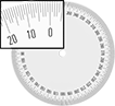 Image of Product. Counterclockwise. Front orientation. Contains Inset. Protractors. Adhesive-Backed Protractors, Counterclockwise, 0° to 360° Angle Measured Range.