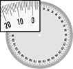 Image of Product. Clockwise and Counterclockwise. Front orientation. Contains Inset. Protractors. Adhesive-Backed Protractors, Clockwise and Counterclockwise, 0° to 180° Angle Measured Range.