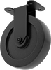 Black Powder-Coated Steel Casters with Rubber Wheels 
