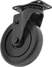 Image of Product. Swivel. Front orientation. Casters. Black Powder-Coated Steel Casters with Polypropylene Wheels, 1 Wheel, Swivel.