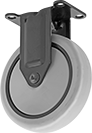 Image of Product. Rigid. Front orientation. Casters. Black Powder-Coated Steel Casters with Rubber Wheels, 1 Wheel, Rigid.