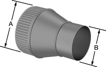 Image of Product. Front orientation. Contains Annotated. Duct and Fittings. Standard Duct and Fittings, Straight Reducers, Male × Female.
