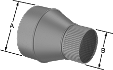 Image of Product. Front orientation. Contains Annotated. Duct and Fittings. Standard Duct and Fittings, Straight Reducers, Female × Male.