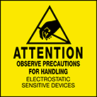Image of Product. Front orientation. Labels. Shipping Labels , Attention—Observe Precautions for Handling Electrostatic Sensitive Devices.