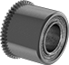 Image of Product. Front orientation. Mounted Bearings. Oil-Embedded Panel-Mount Sleeve Bearings.