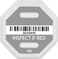 Image of Product. Front orientation. Polystyrene. Shock-Indicating Shipping Labels , Color-Indicating Window.