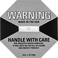 Image of Product. Front orientation. Paper. Shock-Indicating Shipping Labels , Indicating Labels with Liquid-Filled-Glass-Vial .
