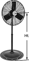 Image of Product. Front orientation. Contains Annotated. Fans. Economy Pedestal Fans.