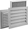 Fixed-Blade Wall Louvers with Adjustable Register and Filter