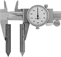Image of ProductInUse. Shown Installed. Front orientation. Caliper Tips. Center-to-Center Measuring Caliper Tips.