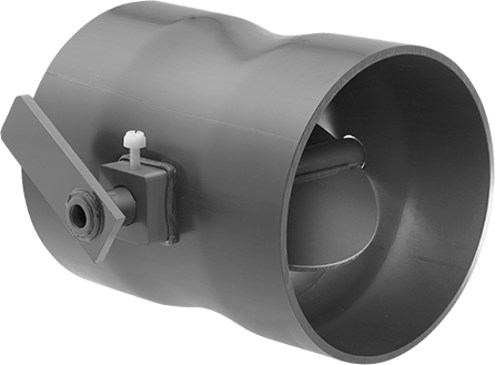Image of Product. Front orientation. Duct Size 10 Airflow Damper for Chemical-Resistant Duct.