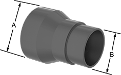 Image of Product. Front orientation. Contains Annotated. Duct and Fittings. Chemical-Resistant Duct and Fittings, Straight Reducers.