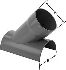 Image of Product. Front orientation. Contains Annotated. Duct and Fittings. Chemical-Resistant Duct and Fittings, 45° Wye Saddles.