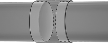 Image of ProductInUse. Front orientation. CrossSection view. Contains Annotated. Duct Size 10 Airflow Damper for Chemical-Resistant Duct.