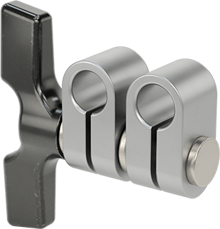 Image of Product. Back orientation. Swivel Variance Indicator Clamp, with 1 Wing Nut, Stainless Steel, 1/2" and 1/2" Diameter.