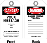 Image of Product. Front orientation. Contains Annotated, MultipleImages. Tags. Made-to-Order Accident Prevention Tags, Danger—Made-to-Order (White).
