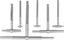 Image of Product. Six Gauge Set. Front orientation. Bore Gauges. Starrett Telescoping Bore Gauge Sets, 6 Gauges.