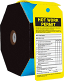 Image of Product. Front orientation. Tags. Hot Work Permit Tags, Hot Work Permit, Roll.