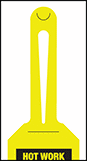 Image of Specification. Front orientation. ZoomedIn view. Contains Border. Notched-Loop Tag Holder. Hot Work Permit Tags.