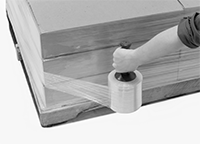 Image of ProductInUse. Front orientation. Stretch Wrap Dispensers. Handheld Stretch Wrap Dispensers , Straight Handle.