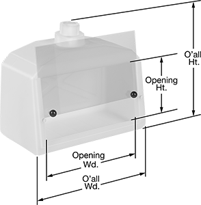 Image of Product. Front orientation. Contains Annotated. Fume Hoods. Polyethylene with Adjustable Sliding Window.
