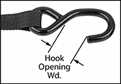 Image of Product. Side1 orientation. Contains Annotated, Border. Straps for Winches and Ratchet Straps. Adjustable-End Tie Down Straps, S-Hook.