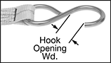 Image of Attribute. Front orientation. Contains Annotated, Border. Straps for Winches and Ratchet Straps. Hook-to-Plain End Webbing, With S-Hook.