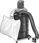 Image of System. Dust Collector with Dolly (Drum and Dolly Not Included). Front orientation. Dust Collectors. Drum-Mount Two-Stage Dust Collectors.