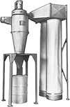 Image of System. Collector with Storage Barrel and Filter Assembly. Front orientation. Dust Collectors. High-Volume Two-Stage Dust Collectors.