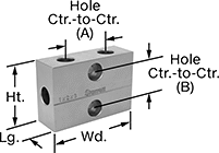 Image of Product. Front orientation. Contains Annotated. Setup Blocks. Setup Blocks , Total of 5 Holes.