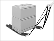 Image of ProductInUse. Two 48" Lg. Slides Shown with Pull Straps. Front orientation. Contains Border. Moving Slides. 48" Long.