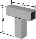 Image of Product. Front orientation. Contains Annotated. Weld-Together Framing and Fittings. Weld-Together Framing and Fittings, Tee Connectors.
