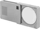 Image of Product. One Lens with Rectangular Case. Front orientation. 1 Lens. Slide-Open Magnifying Glasses, Rectangular Case.