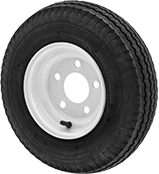 Image of Product. Front orientation. Without Bearing. Steel-Hub Pneumatic Trailer Wheels for Highway Use , 5 Mounting Holes.