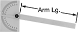 Image of Product. Rectangular Head. Front orientation. Contains Annotated. Protractors. Starrett Protractors with Adjustable Arm, 0° to 180° Angle Measured Range, Rectangular Head.