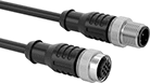 Image of Product. Socket × Plug. Front orientation. Metric Circular Cords. Recessed-Mount Strip Machine Lights, M12 Connection.