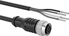 Image of Product. Socket × Wire Leads. Front orientation. Metric Circular Cords. Recessed-Mount Strip Machine Lights, M12 Connection, Wire Lead Connection.