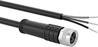 Image of Product. Socket × Wire Leads. Front orientation. Metric Circular Cords. Strip Machine Lights, M8 Connection, Wire Lead Connection.