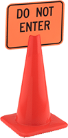 Image of ProductInUse. Shown on Cone (Sold Separately). Front orientation. Signs. Traffic Cone-Mount Restricted Area Signs.