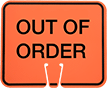 Image of Product. Front orientation. Signs. Traffic Cone-Mount Restricted Area Signs, Out of Order (English).