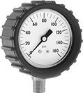 Image of Product. Front orientation. Pressure Gauges. Pressure Gauges, Single Scale, Bottom Connection with Rubber Cover.