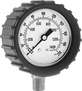 Image of Product. Front orientation. Pressure Gauges. Pressure Gauges, Dual Scale, Bottom Connection with Rubber Cover.