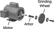 Image of System. Front orientation. Contains Annotated. Motor Shaft Arbors. Threaded Motor Shaft Arbors for Abrasive Wheels and Brushes.