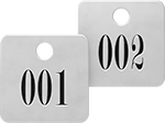 Image of Product. Front orientation. Tags. Sequentially Numbered Metal Tags, Square.