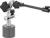 Image of Product. Flat Base. Front orientation. Variance Indicator Holders. Economy Jointed-Arm Magnetic-Base Variance Indicator Holders, Fine-Adjustment Arm, Fine-Adjustment Base, Flat Base.